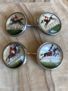 Art Deco "Essex Crystal" Equestrian Cufflinks by Krementz & Co.